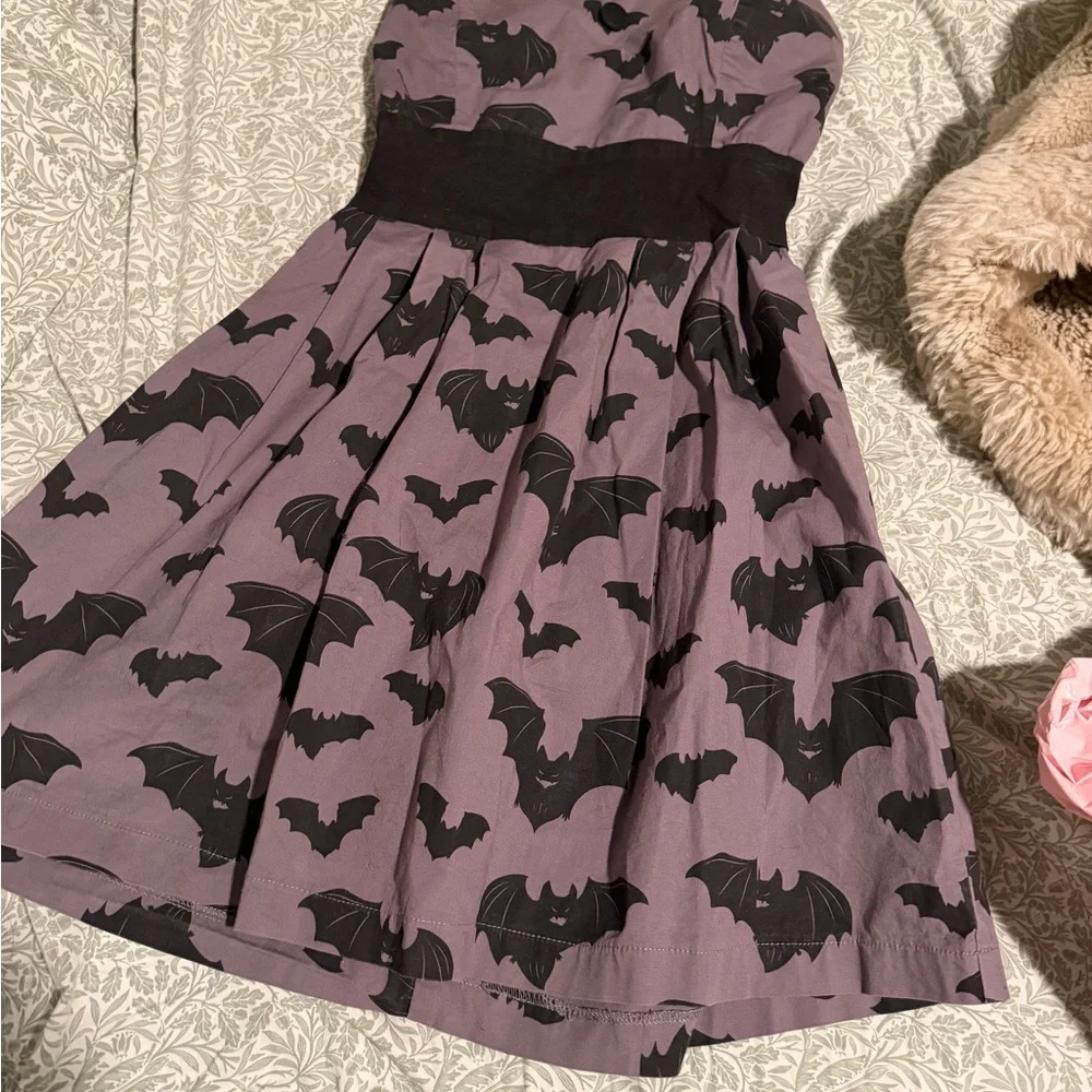 Sourpuss Purple Bat Print Dress - Picture 1 of 4